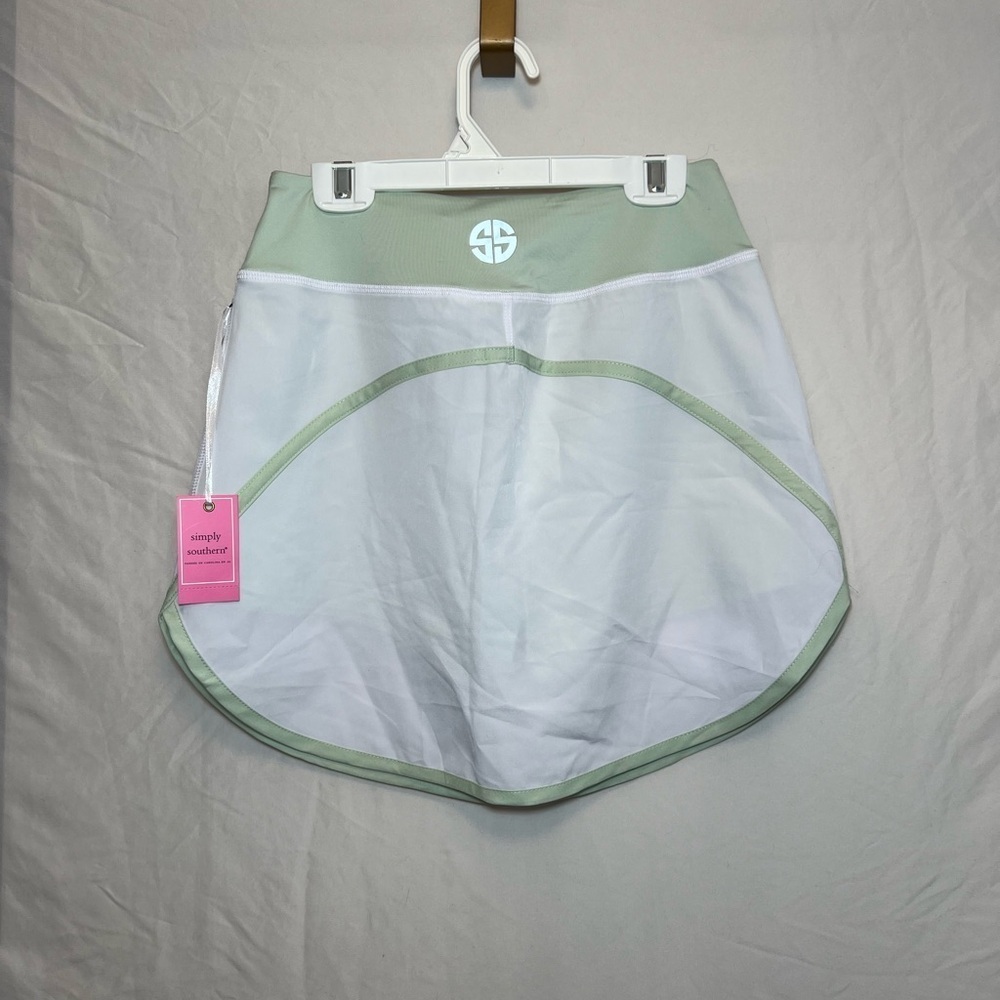 Simply Southern Tennis Skirt - Built-in Shorts - White/Green - Sizes S,M,L - NWT